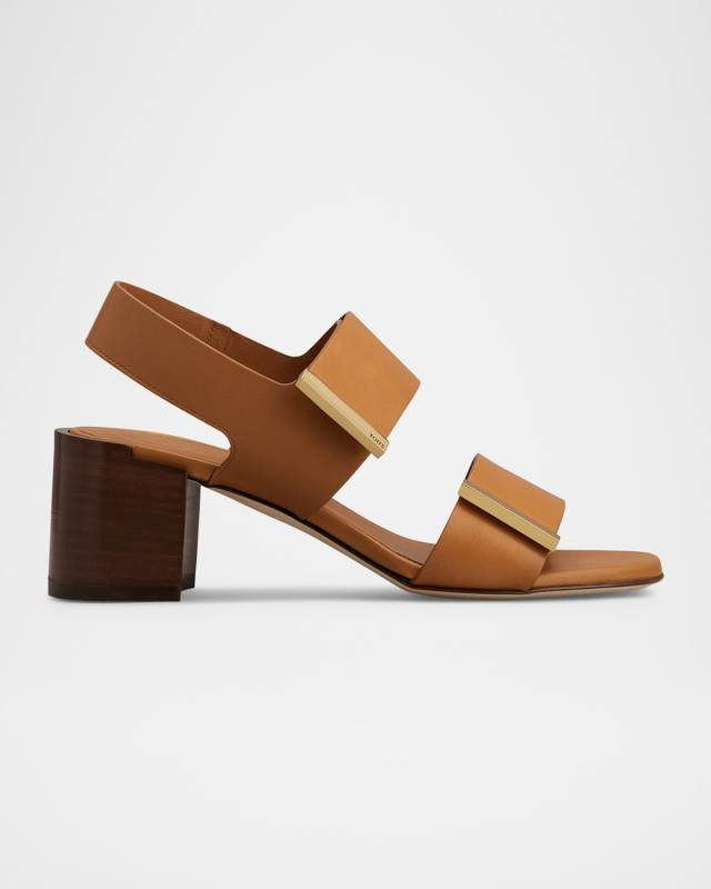 T55 Leather Double-Strap Sandals